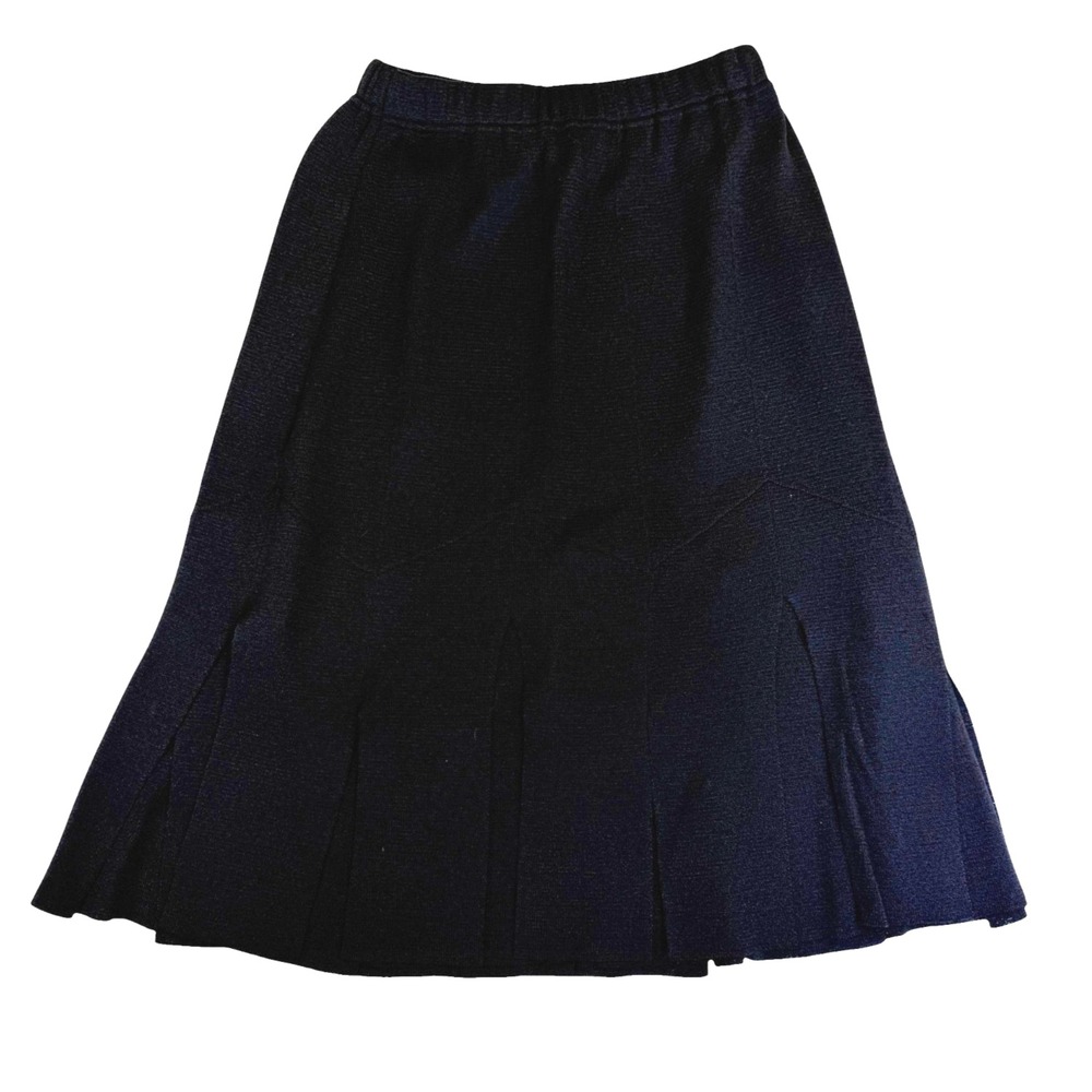 St John Knit Black Split Hem Skirt SZ 16